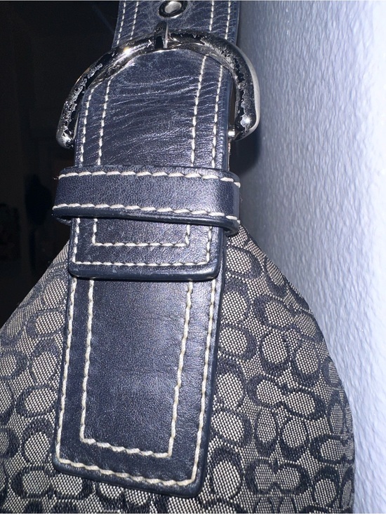Authentic COACH Signature Y2K One Shoulder Hobo Bag Canvas & Leather